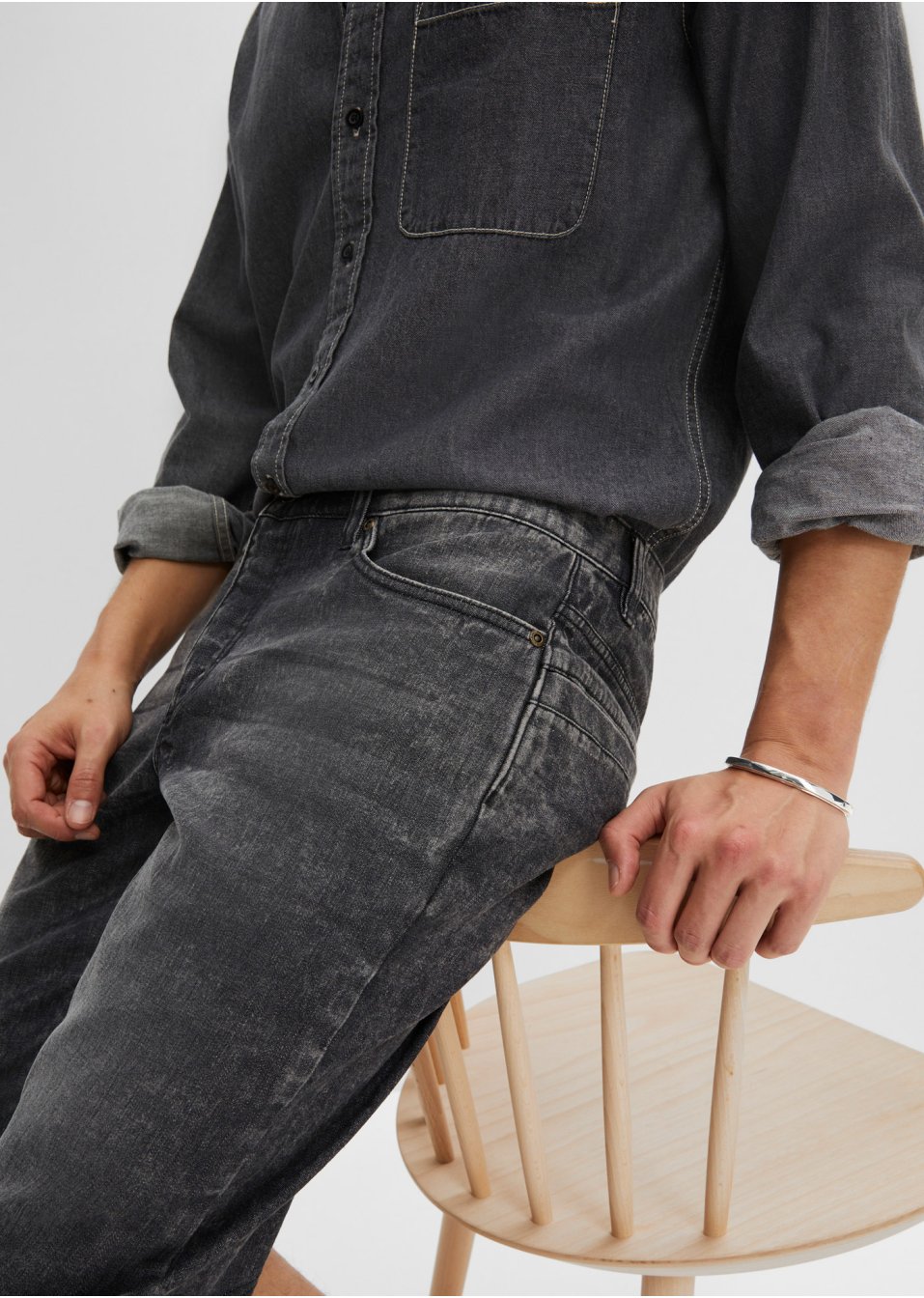 Bermuda long en jean extensible, Regular Fit