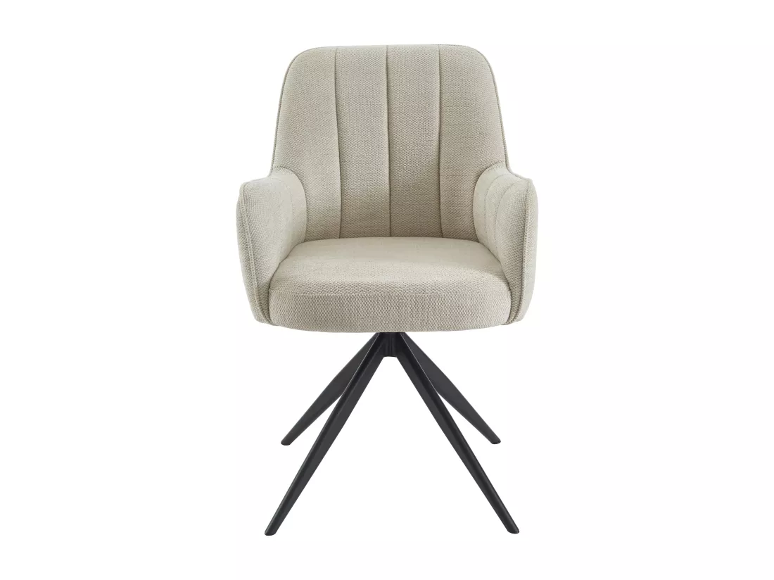 Lot de 2 chaises pivotantes avec accoudoirs en tissu et métal noir - Crème - LEJINA de Pascal Morabito