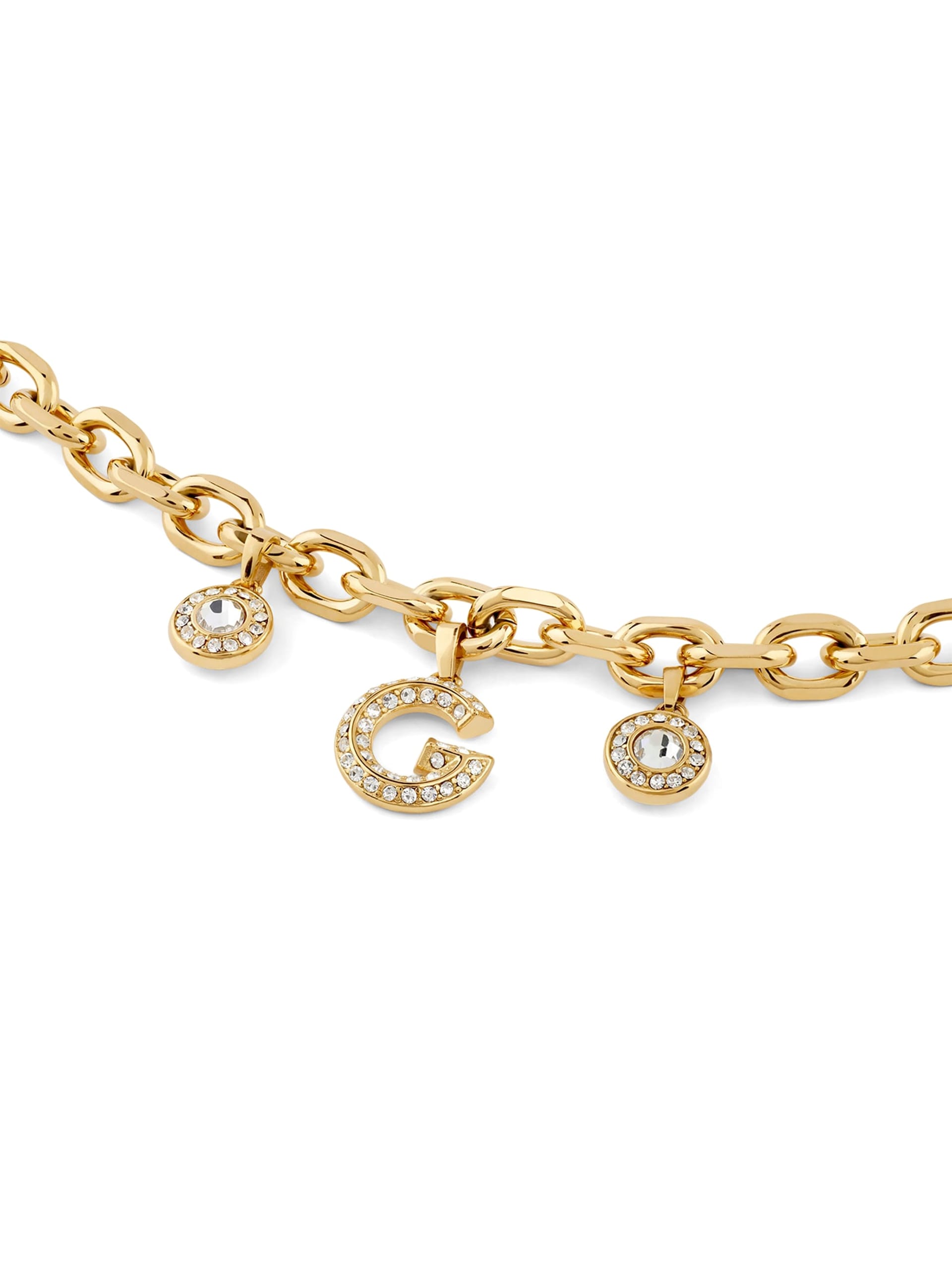 Pulseira com pingente G cravejado de pavé em tom dourado