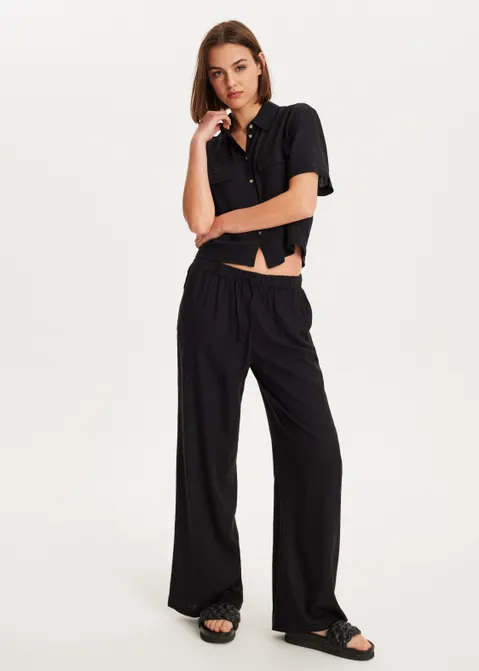 Linnen mix broek zwart (ZWART)
