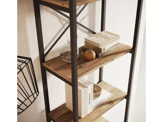 Etagère pour Salon Salle à manger en Pin Atlantique et Acier avec 55x30x138cm Factory E