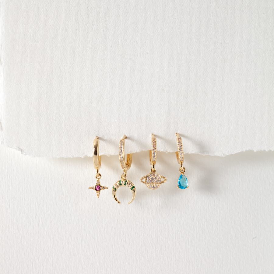 Timi Of Sweden Rebecca Star With Pink Crystal Hoop Earrings