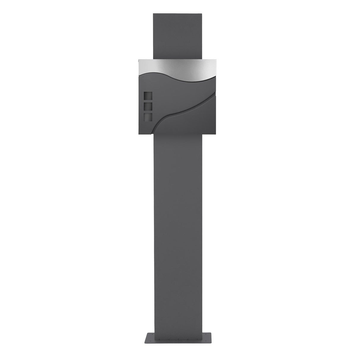 ECD Germany vrijstaande brievenbus met krantenvak, brievenbusstandaard, antraciet 170 cm, brievenbus antraciet/zilver 37x36,5 cm, gepoedercoat/mat geborsteld roestvrij staal