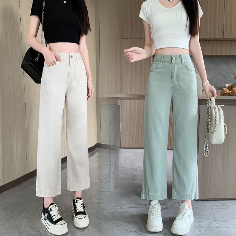 Luminato - Hoge taille cropped straight leg jeans