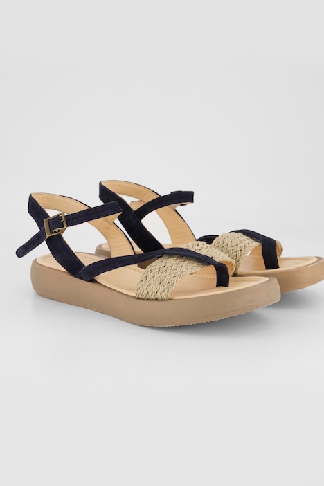 Sandalen, zweifarbig, Flechtriemen, Weite H