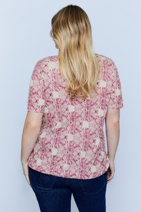 Bellieva T-Shirt, Still Funktion, Rundhals Kräusel, Kurzarm, Blüten
