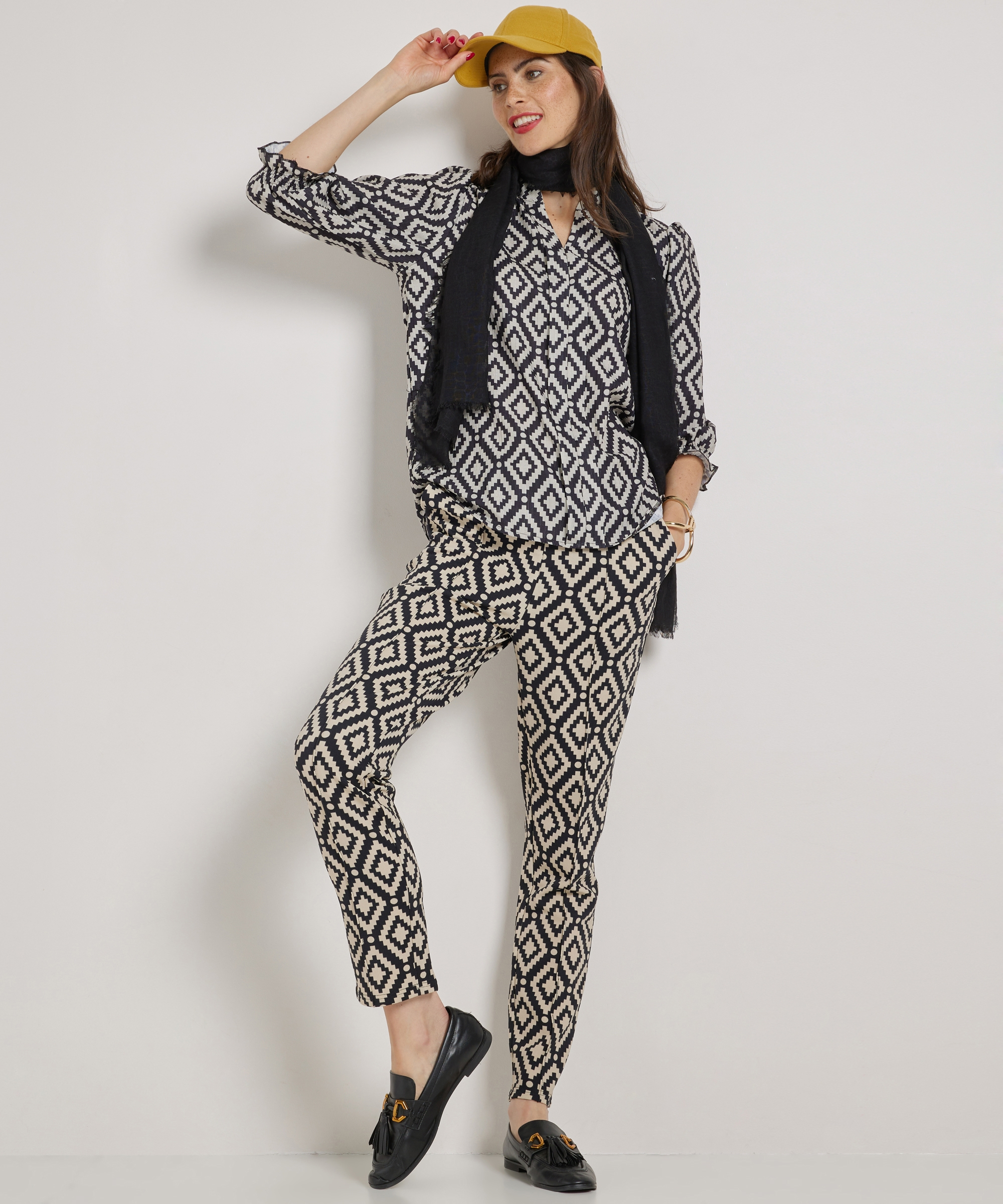 slim fit broek met print