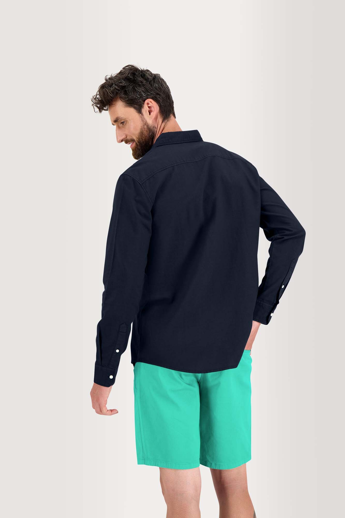 Chemise Homme Manches Longues Coton Marine