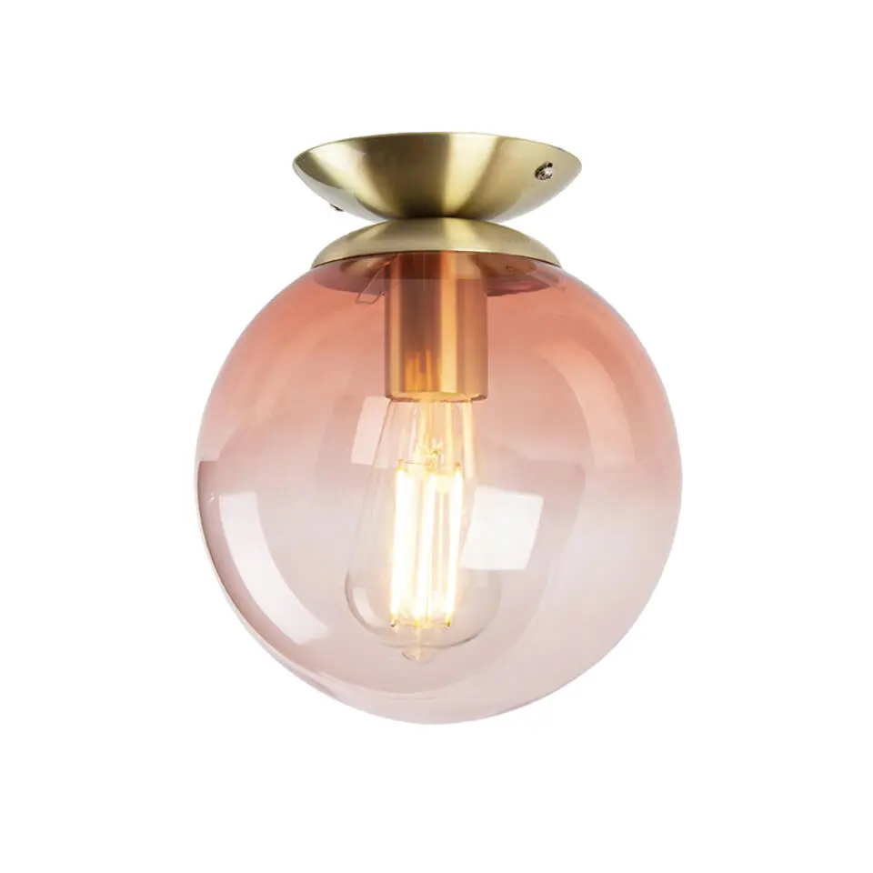 Qazqa plafondlampen pallon roze e27
