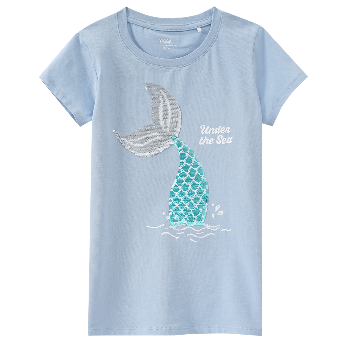 Yigga Mädchen T-Shirt mit Wendepailletten hellblau