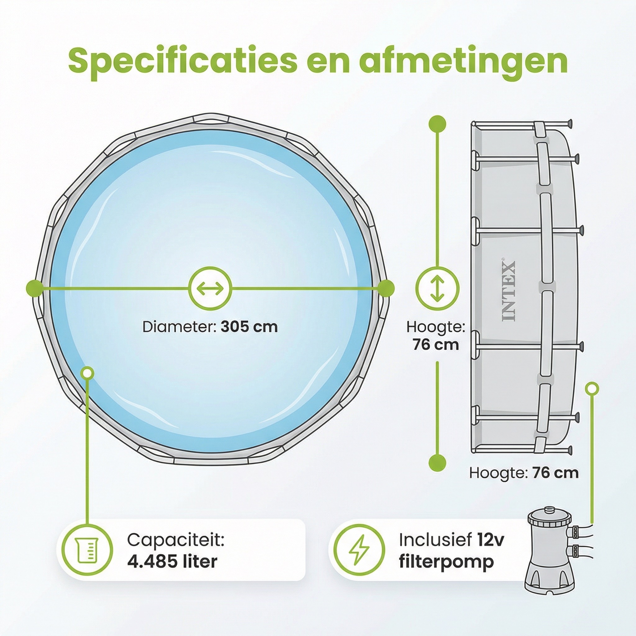 Intex metal frame 305x76cm zwembad – 3-delig