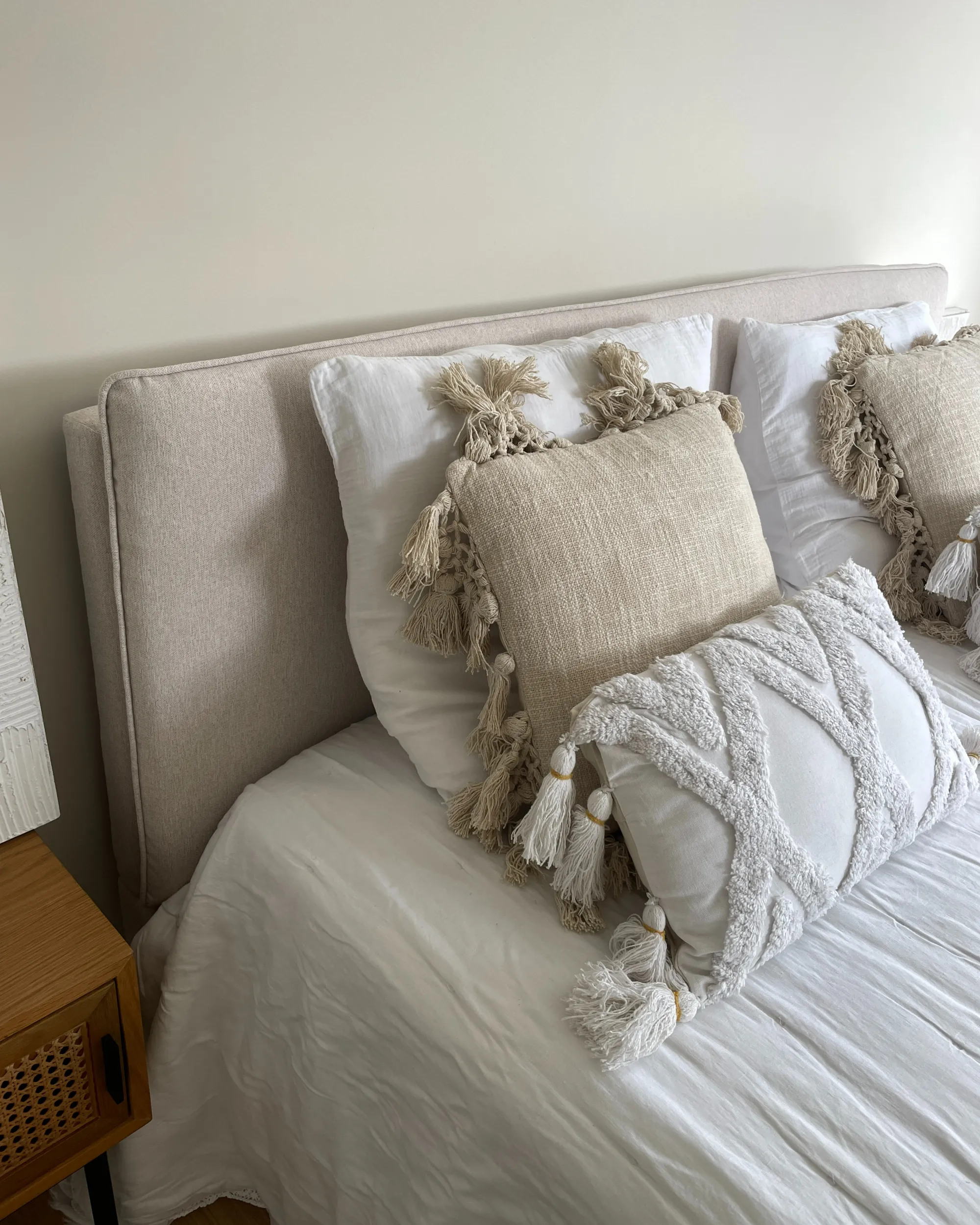 Set van 2 sierkussens OLEARIA Katoen 45 x 45 cm Beige effen