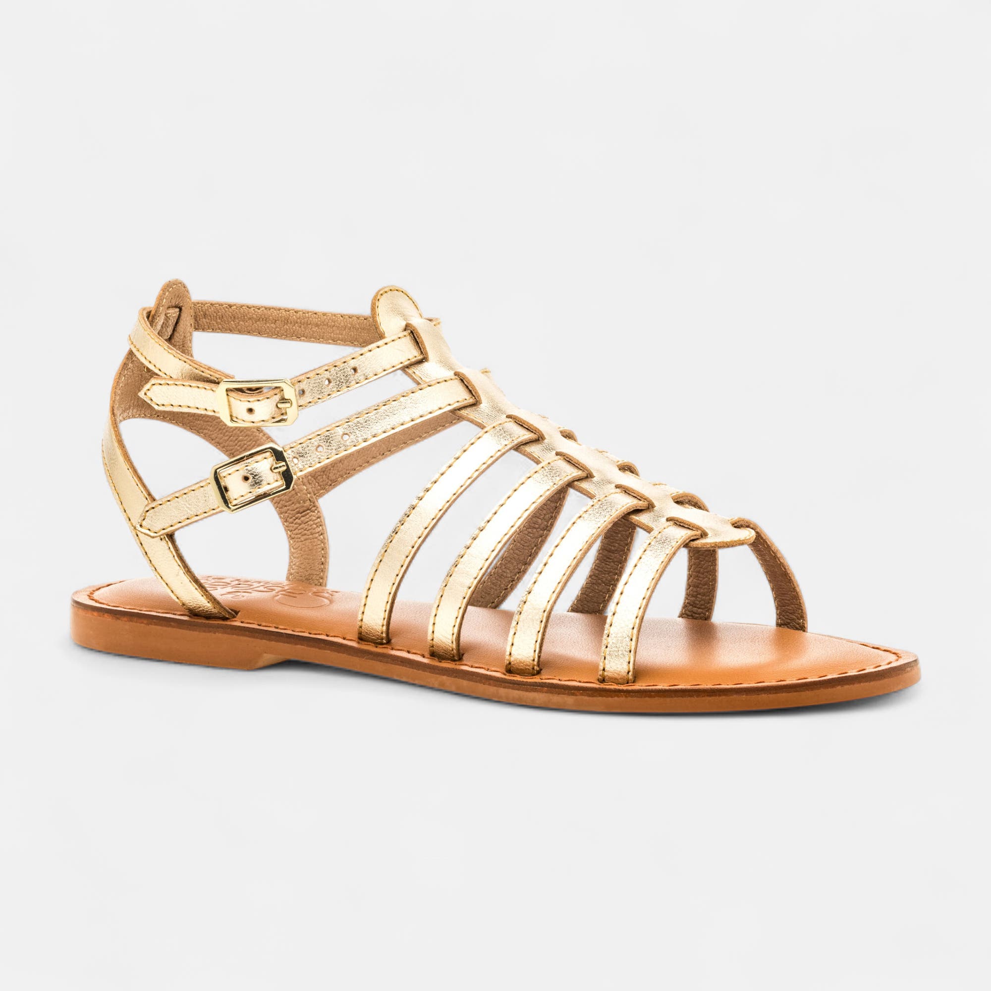 Nu-pieds Femme en cuir or