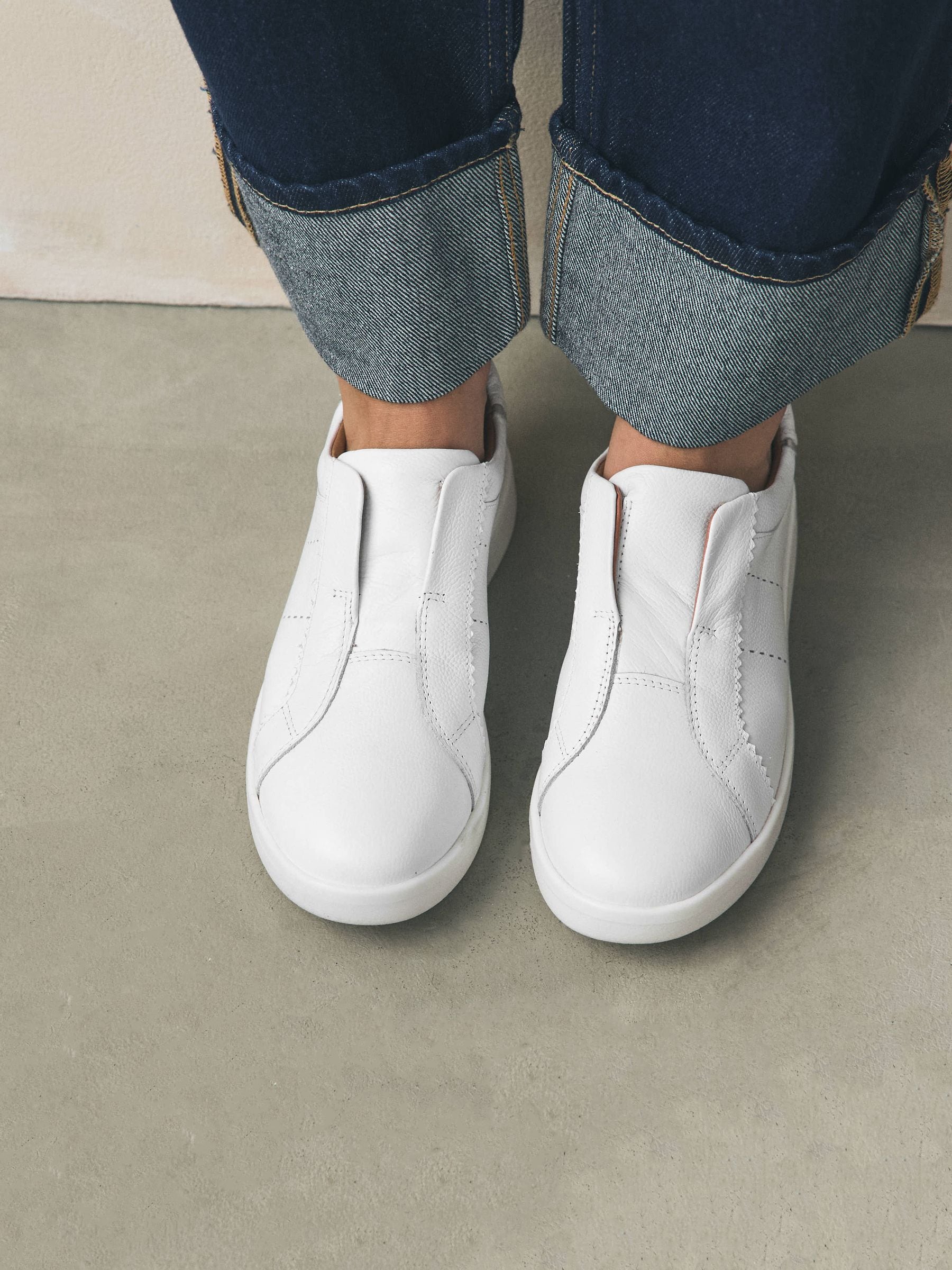 Wit - Signature Premium Leather Laceless Slip-On Trainers
