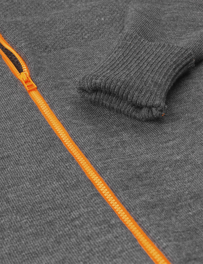 Mads Nørgaard - Copenhagen 100% Wool Klemens Zip Kontrast Koksgrå, orange