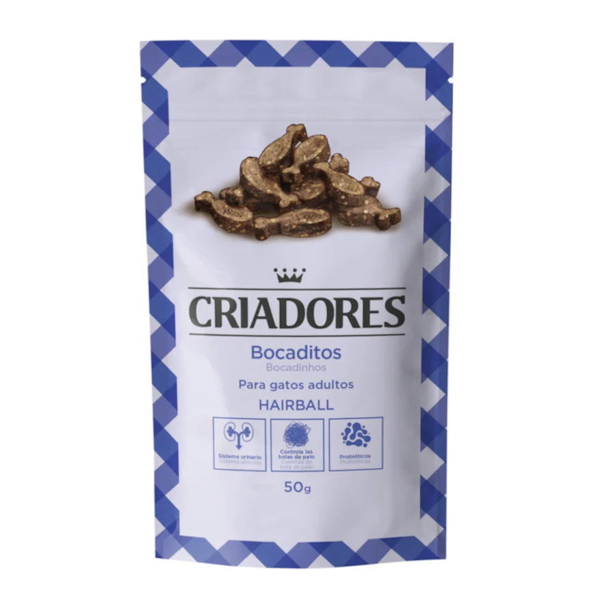 Petiscos para Bolas de Pelo de Peru da Breeders para Gatos