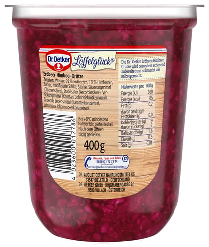 Dr. Oetker Löffelglück Erdbeer-Himbeer Grütze