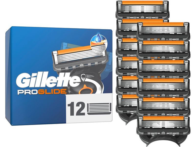 Gillette Rasierklingen Fusion5 Proglide 12 Stück Ersatzklingen mit 2x Gleitstreifen vor und nach den Klingen