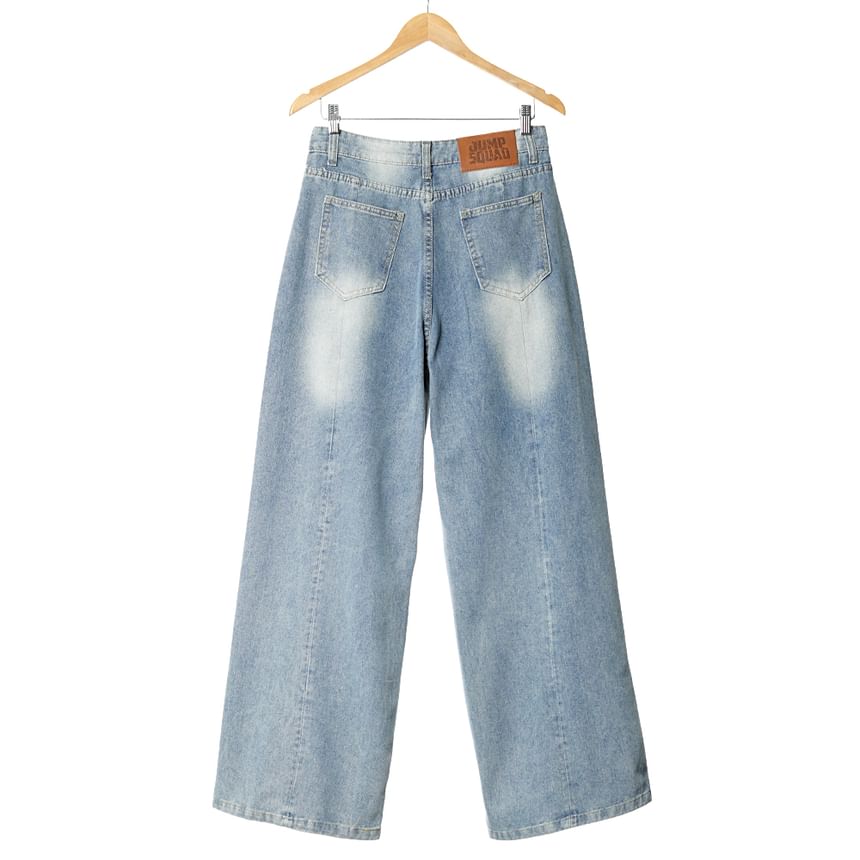 Bolgivy - Mid Rise Washed Wide Leg Jeans