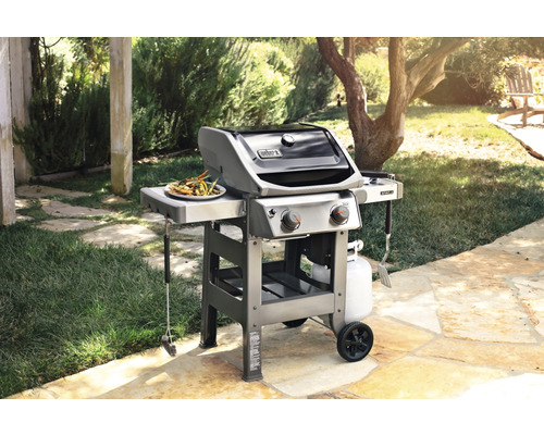 Weber Spirit II E-210 GBS gasbarbecue, grijs/zilver, 2 roestvrijstalen branders, 7,7 kW, grilloppervlak van 51 x 46 cm, compatibel met iGrill 3 (compatibel met GBS-grillroosters), geëmailleerde deksel, inclusief GBS-grillrooster, dekselthermometer en