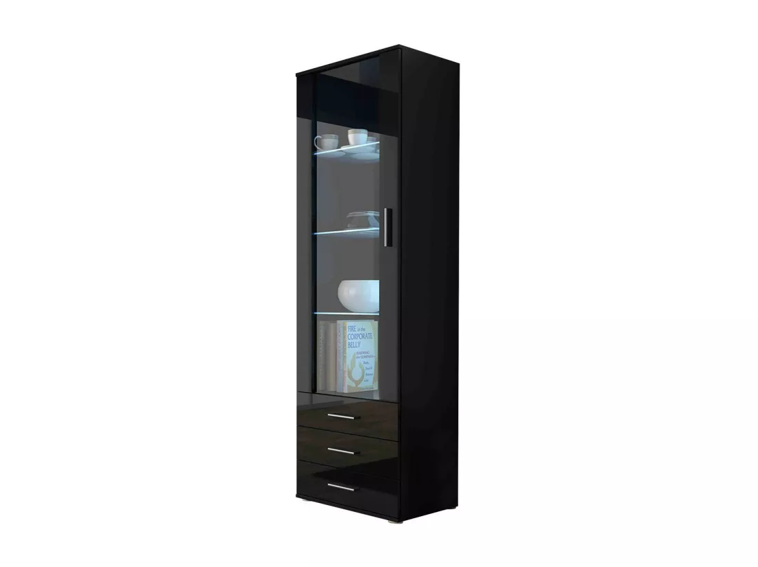 Étagère Tornola 102, Fermé|Avec tiroirs|Avec des portes, Stratifié|Verre, 192x60x41cm