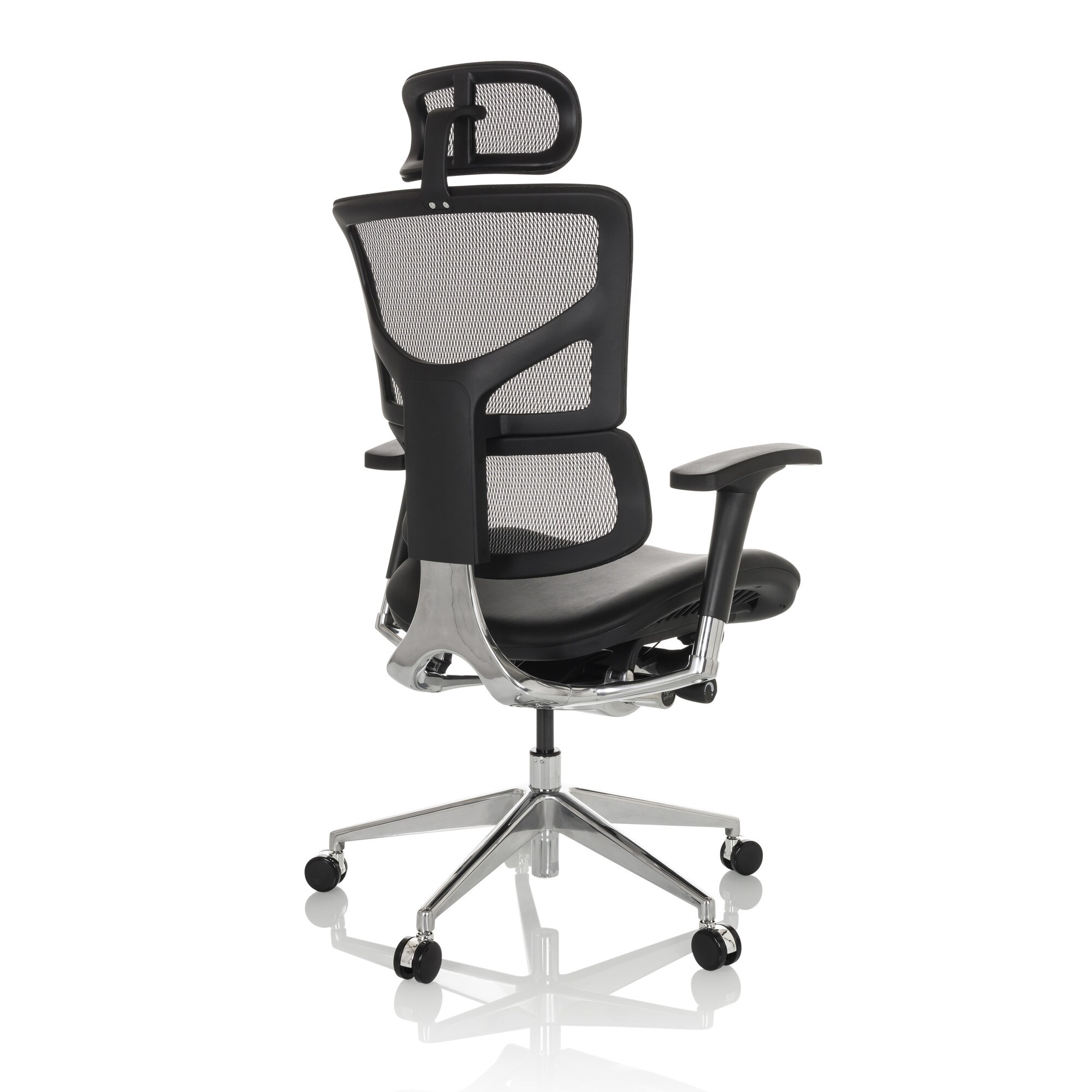 High End Bürostuhl ERGO-U2 LM Leder/Netzstoff mit Armlehnen (höhenverstellbar) hjh OFFICE