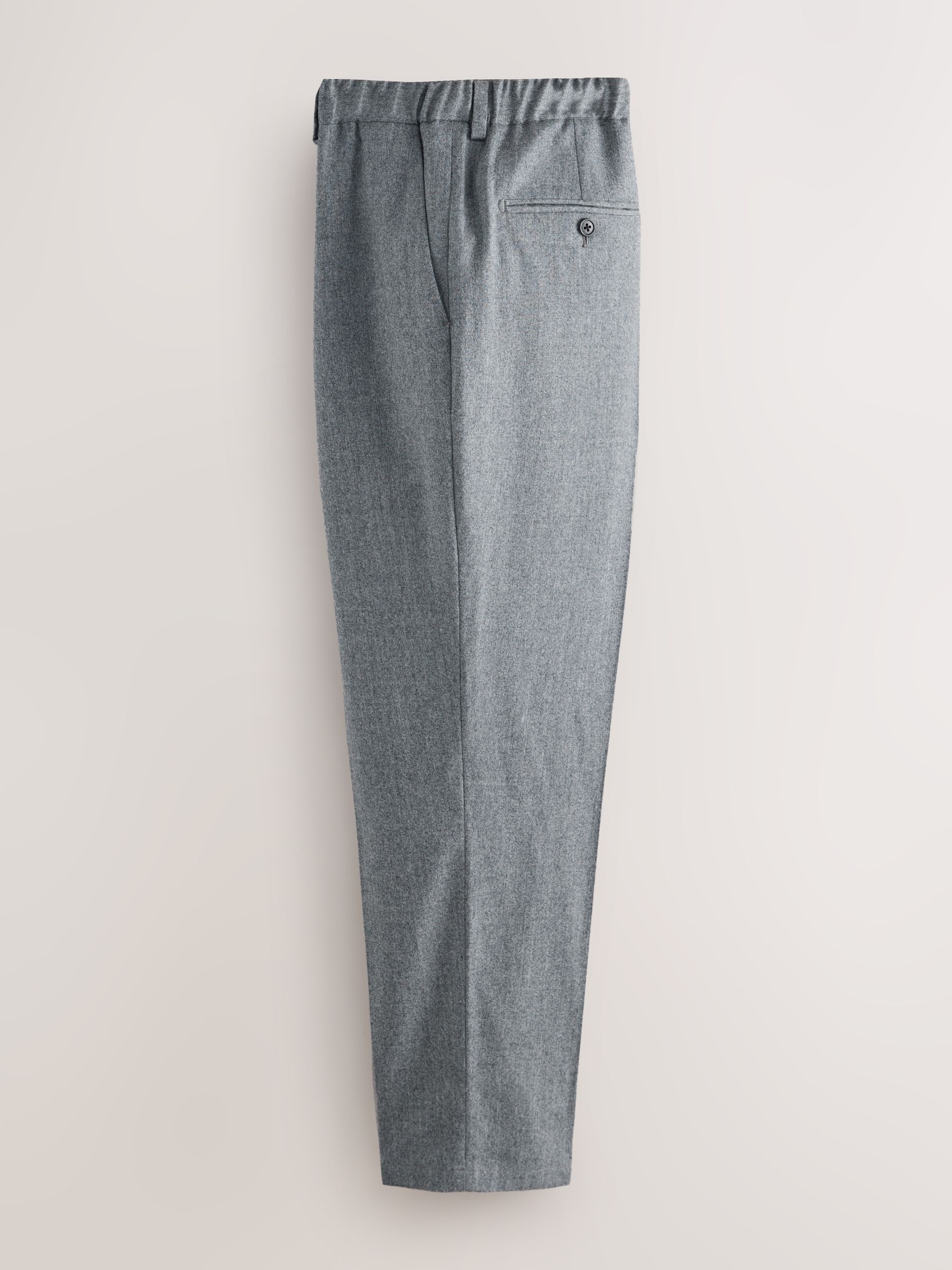 Grijs - Signature Regular Tapered 100% REDA Marino Wool Smart Trousers With Elasticated Back