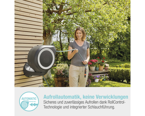 GARDENA RollUp S wandslangenbox inclusief 15 m slang, 180° draaibaar en RollControl-technologie