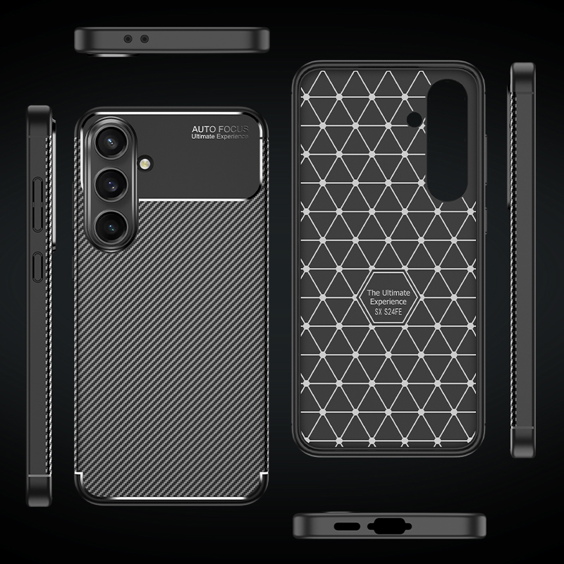Samsung Galaxy S24 FE Gummi Case Schutzhülle im Carbon Look - Schwarz