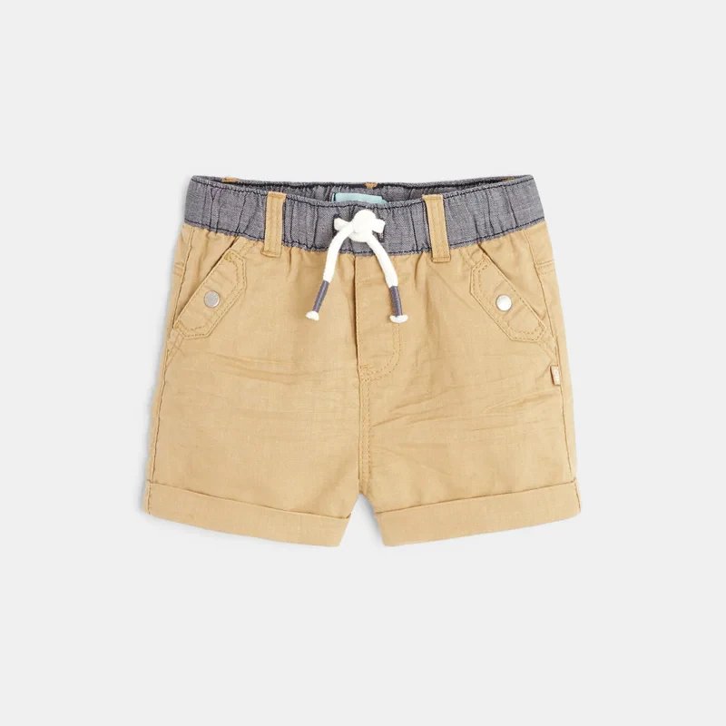 Short en lin et coton beige bébé garçon Beige