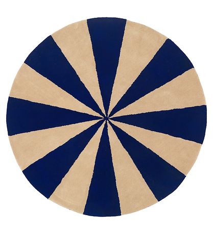 ferm Living Gulvt?ppe - Uld - ?: 130 cm - Blå/Hvid