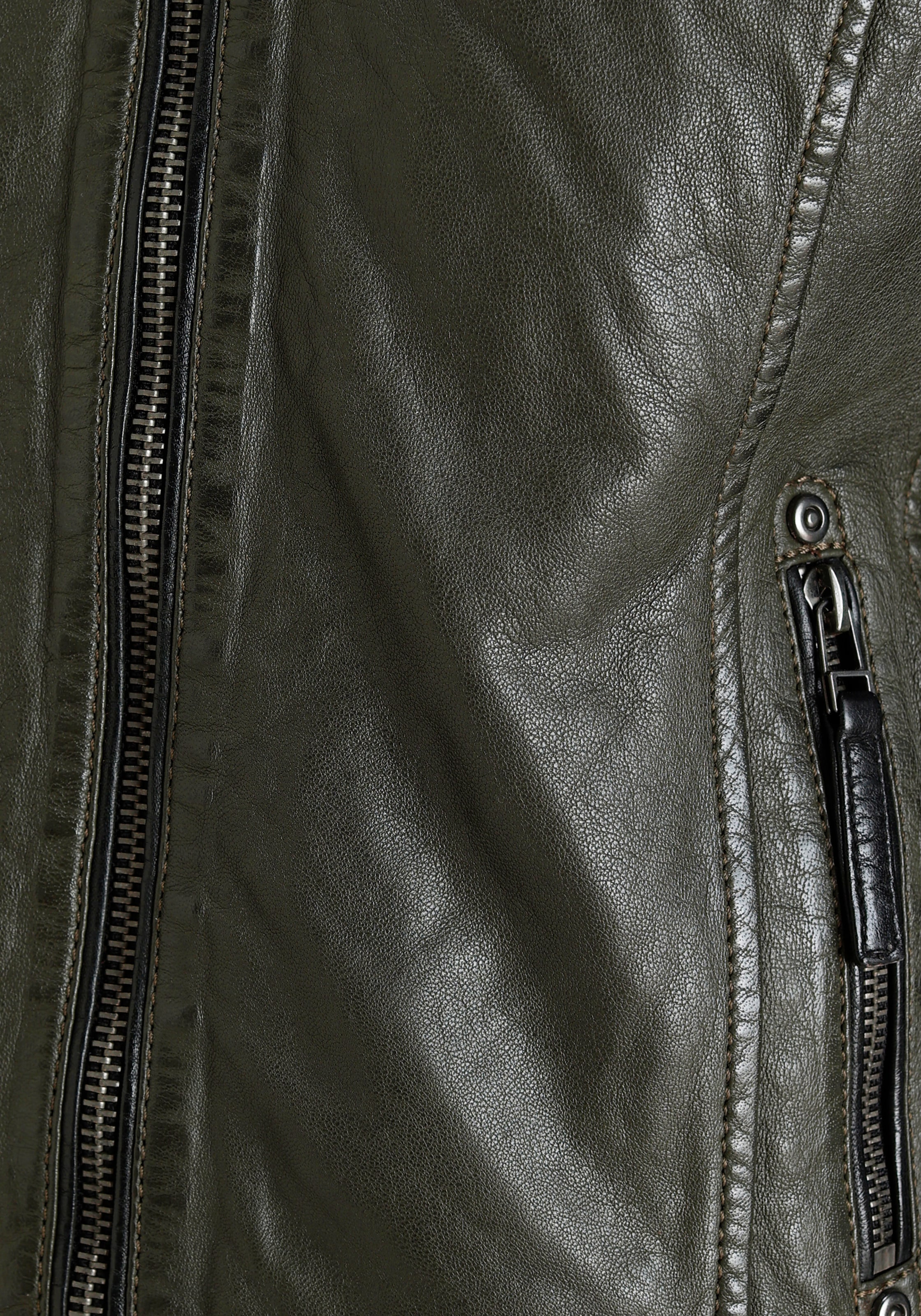 Mauritius Lederjacke »GWRanja« mitKapuze mit kontrastfarbigen Details