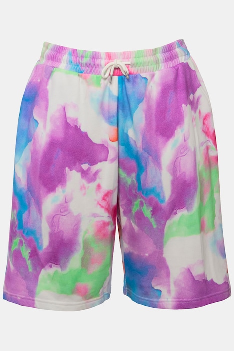 Sweat-Bermuda, Wide Legs, Colorprint, Elastikbund, Unisex