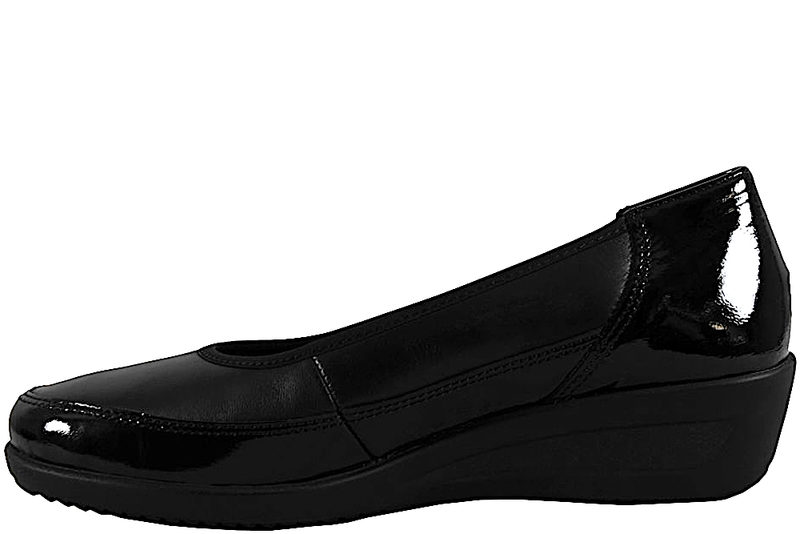 ARA MURANO-LACK NAPPA SOFT BLACK BALLERINA