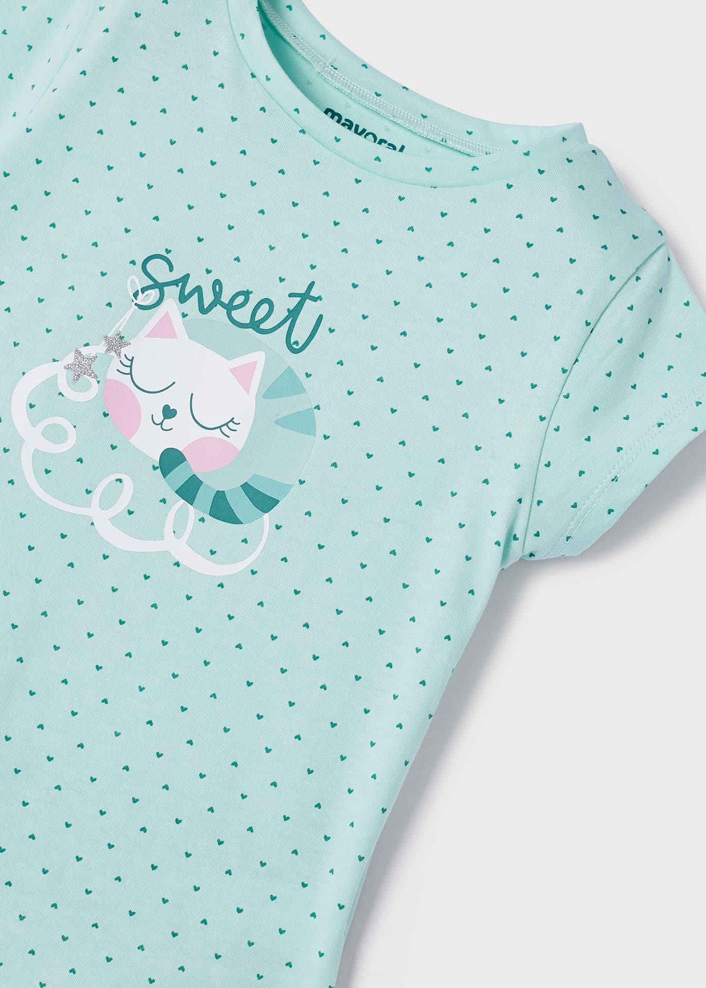 Pijama de manga curta em algodão sustentável para meninas