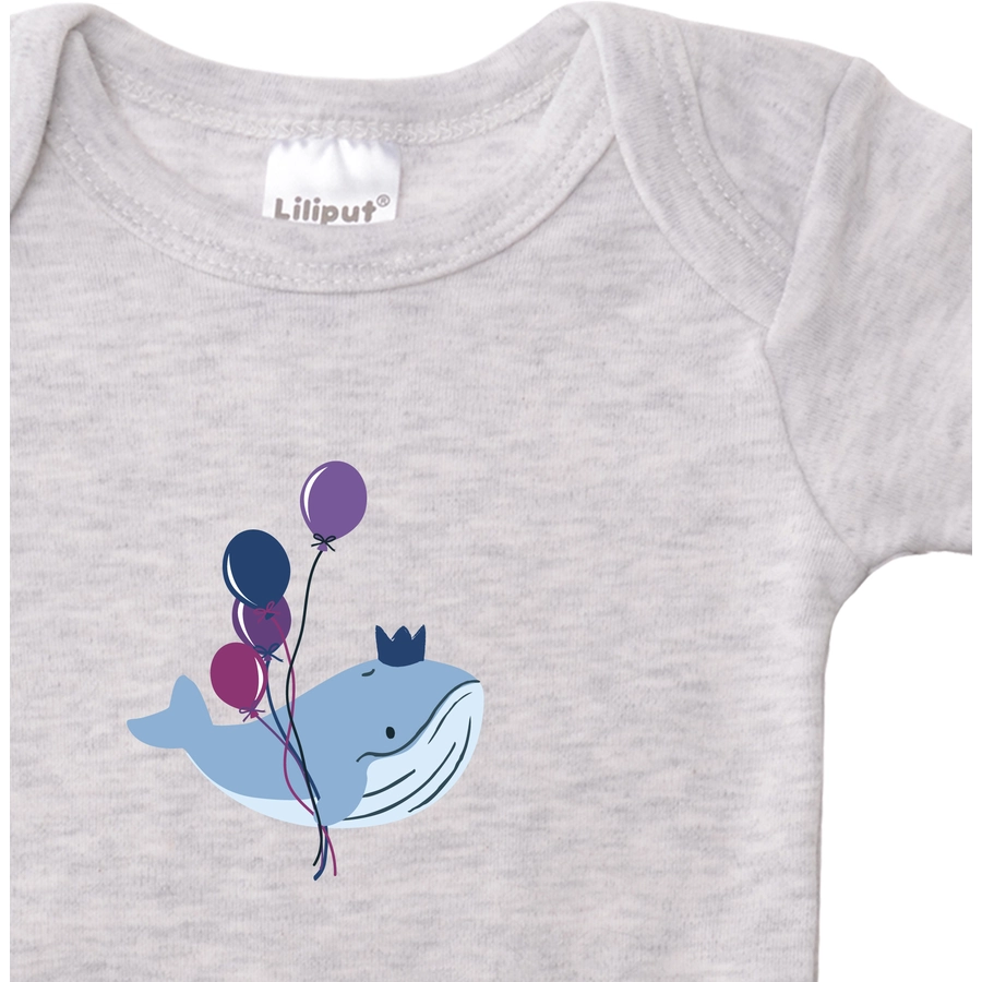 Liliput Baby-Bodies Be kind grau-melange blau gestreift