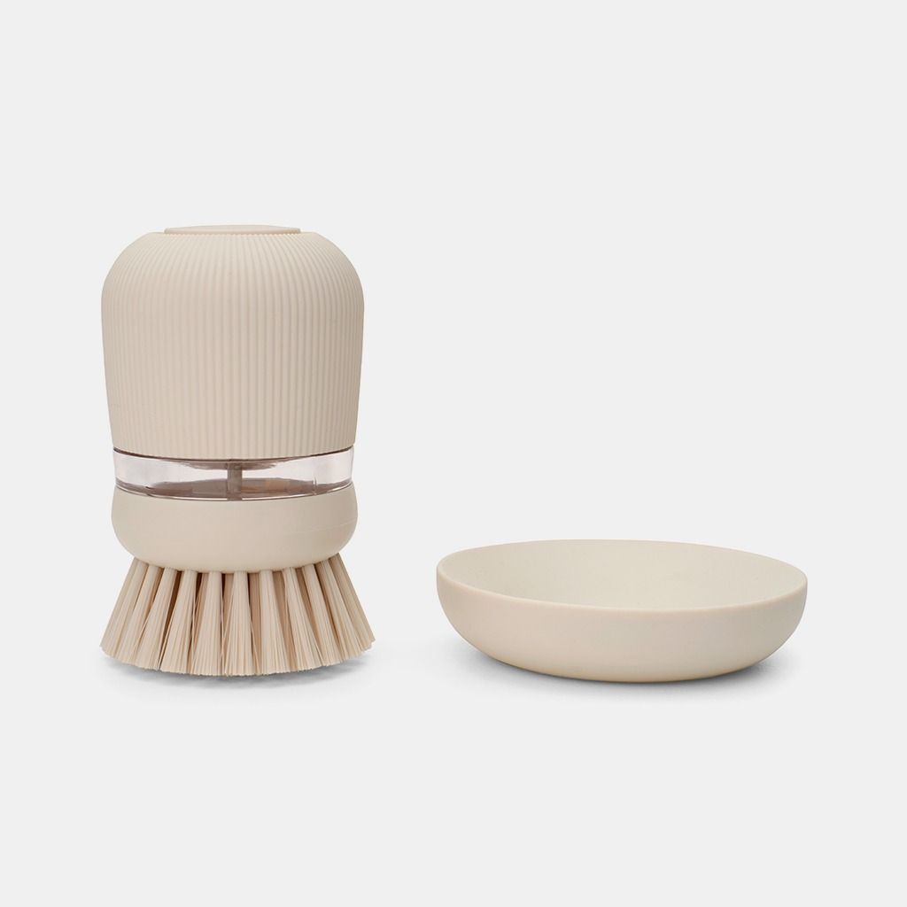 SinkSide Afwasborstel met Zeepreservoir - Soft Beige