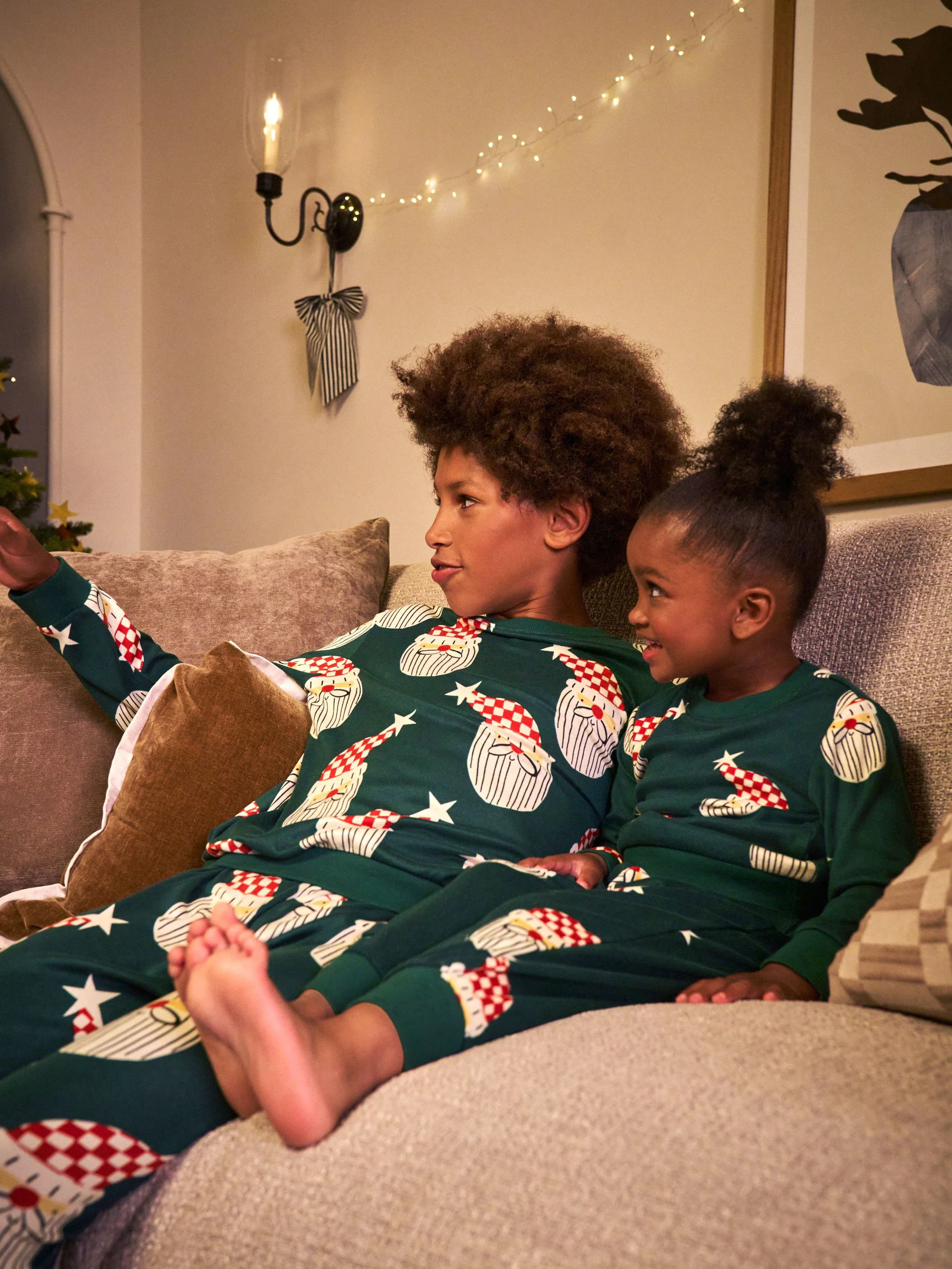 Groen met kerstmanprint - Matching Family Kerstmis Behaaglijke Pyjama's met Lange Mouwen (9mnd-16jr)