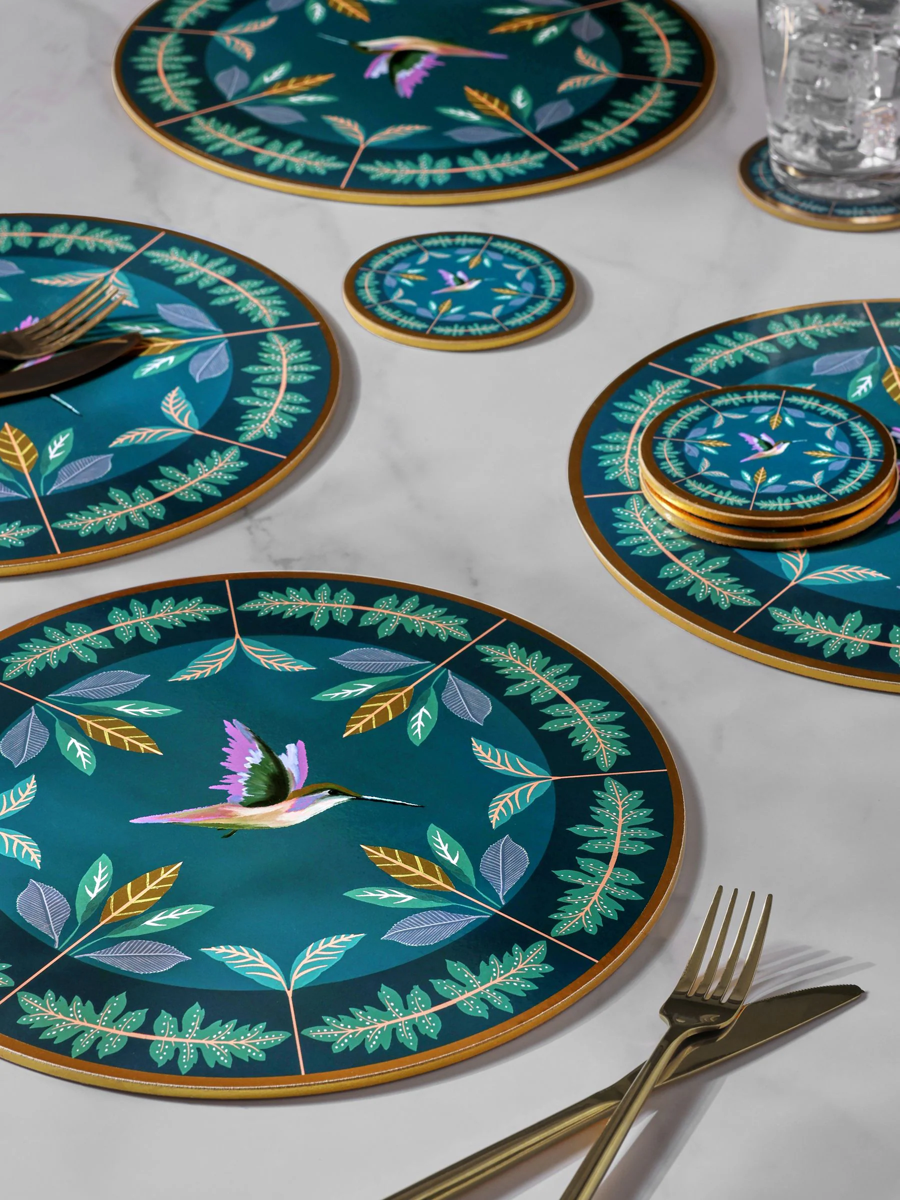 Set of 4 Hummingbird Placemats and Coasters
