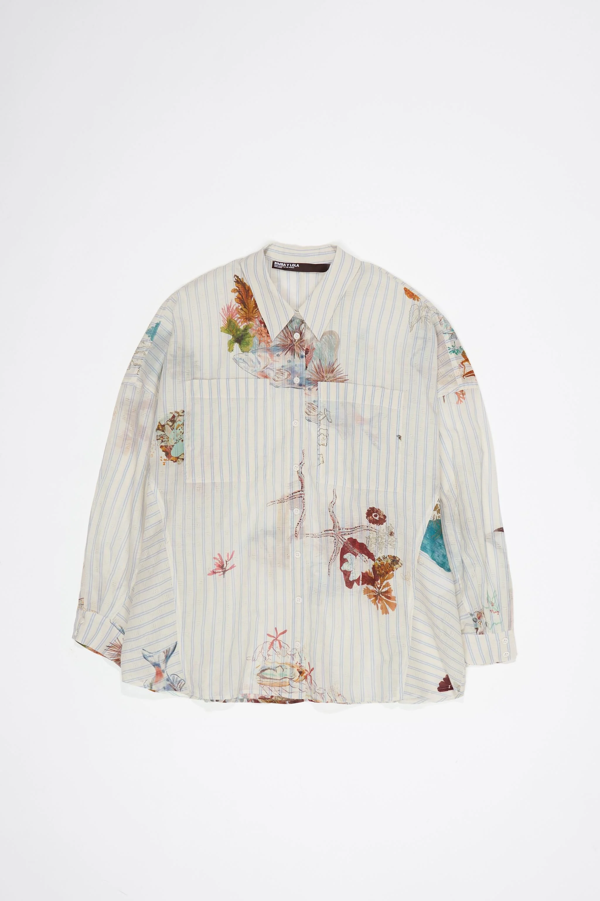 Camisa oversized listrada Seabed de algodão