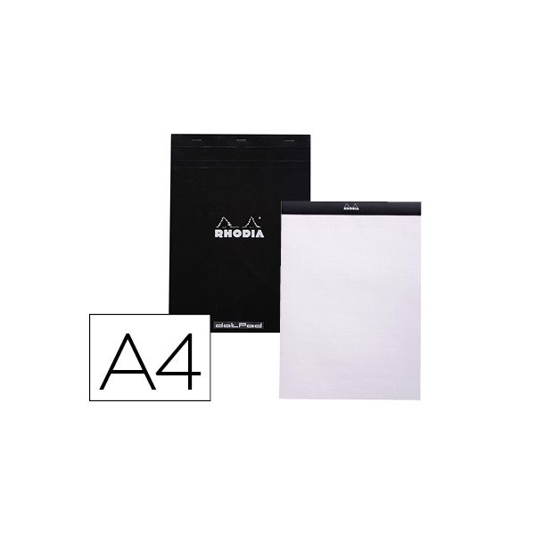 Rhodia Bloco de Notas Dot Pad A4 80F 80g/m2 Liso c/ Pontos 5mm Preto