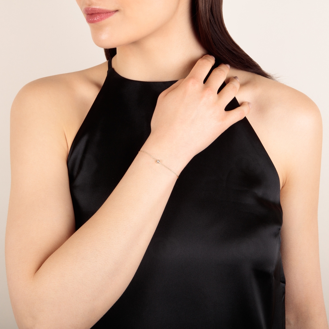 Armband 750/18 K Roségold mit Diamant 0.05 ct H/si