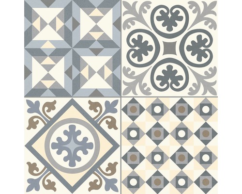 Porseleinen wand- en vloertegel Heritage grijs in 19 verschillende designs 33,15 x 33,15 cm