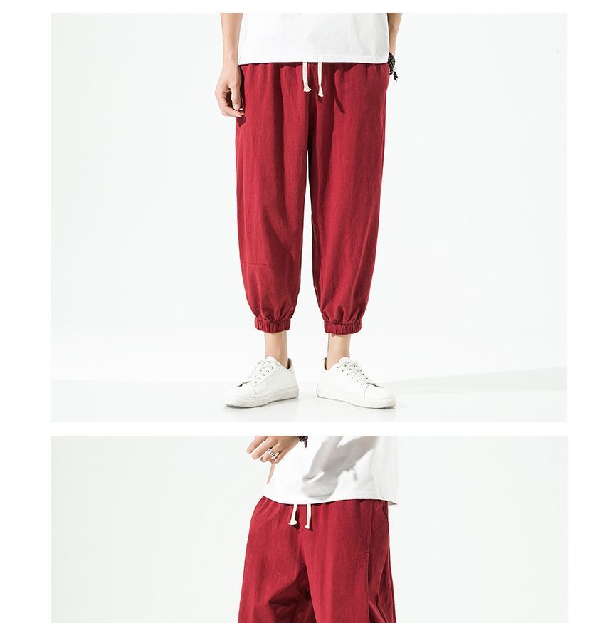 Ninine - Effen cropped harembroek met trekkoordtaille