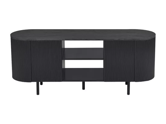 Meuble TV VAGOS – 2 niches et 2 portes – Dimensions L140 x H57,5 x P40 cm – Coloris brun foncé – Style Design