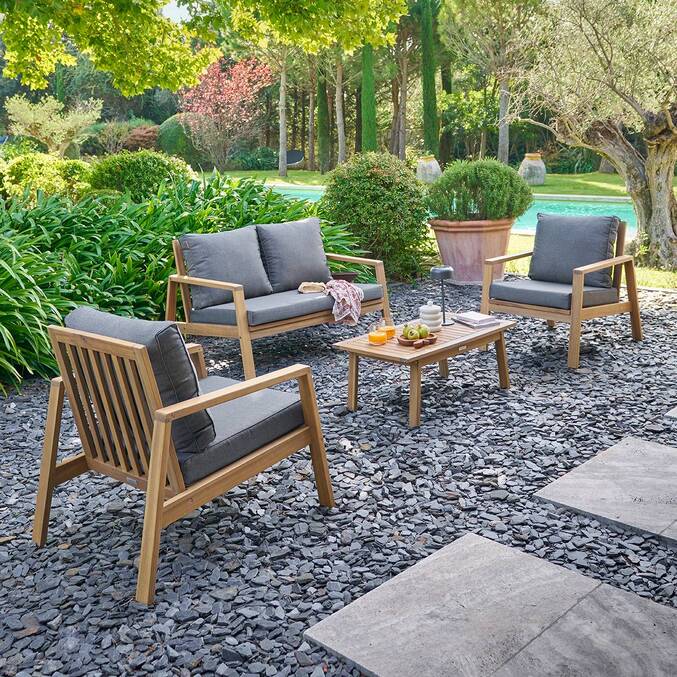 Salon de jardin TIWI Gris / Acacia