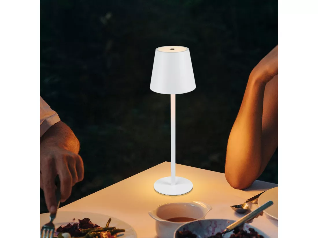 NETTLIFE Lampe de Chevet à Batterie sans Fil， Lot de 2- LED RGB 2600mhA Lampe de Table d'extérieur Rechargeable Tactile Dimmable Blanc USB
