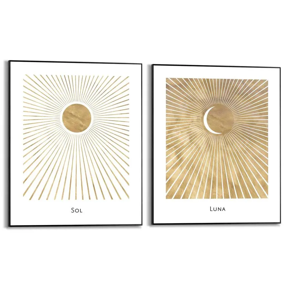 Set poster met lijst - Zon en Maan