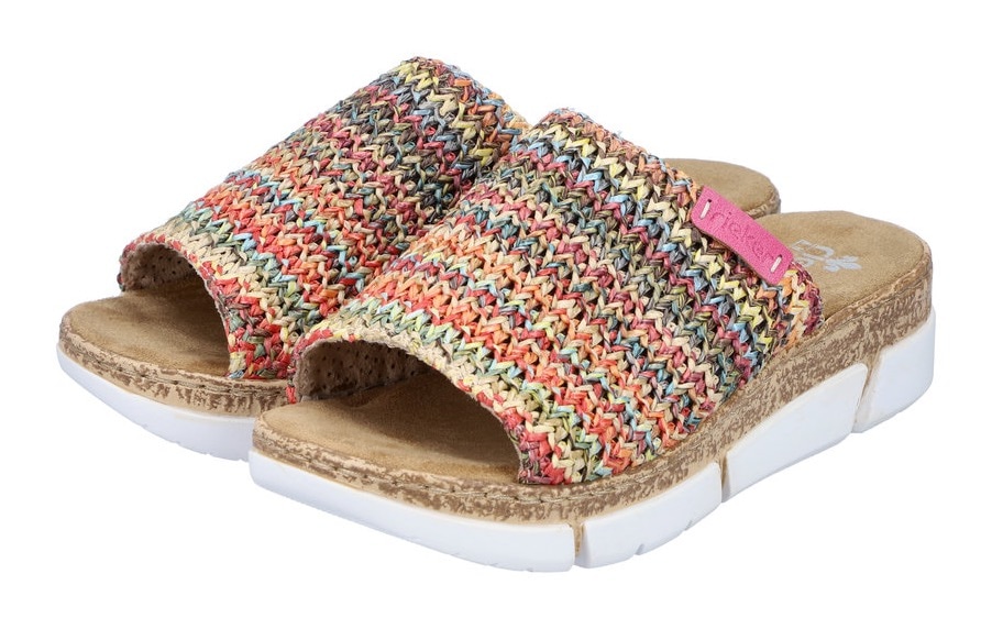 Rieker Pantolette  , Keilabsatz, Sommerschuh, Schlappen im Sommerlook