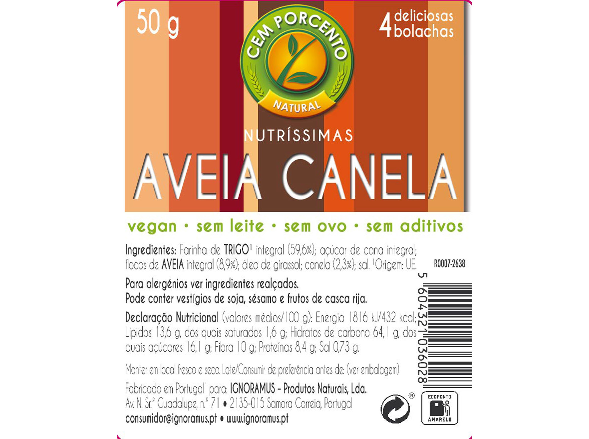 BOLACHAS CEM PORCENTO MINI NUTRÍSSIMAS AVEIA CANELA 50G
